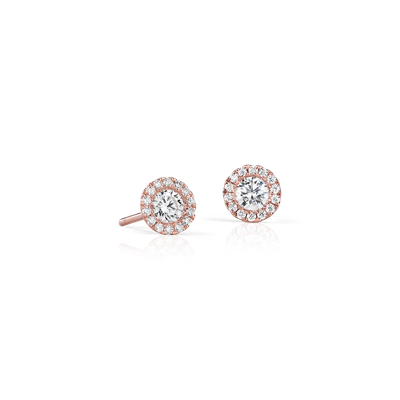Martini Halo Diamond Earrings in 14k Rose Gold (1/2 ct. tw.) | Blue Nile