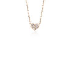 Mini Diamond Heart Necklace in 14k Rose Gold