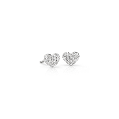 Mini Diamond Heart Earrings In 14k White Gold 1 10 Ct Tw