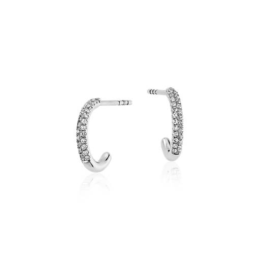 Mini Hoop Diamond Earrings in 14k White Gold (1/5 ct. tw.) | Blue Nile