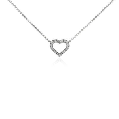 Mini Heart Diamond Pendant in 14k White Gold | Blue Nile