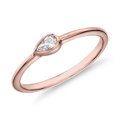 Mini Pear Shape Diamond Fashion Ring In 14k Rose Gold 1 10 Ct Tw