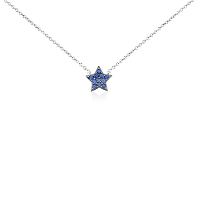 Mini Sapphire Star Pendant in 14k White Gold (1mm) | Blue Nile