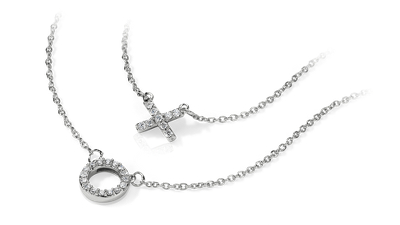 "X" and "O" Diamond Necklace in 14k White Gold (1/6 ct.tw ... (1100 x 950 Pixel)