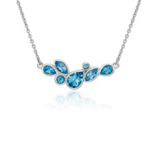 Mixed Shape Blue Topaz Necklace in Sterling Silver