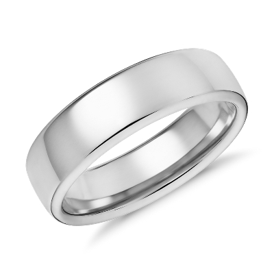 Modern Comfort Fit Wedding  Ring  in 14k White  Gold  6 5mm 