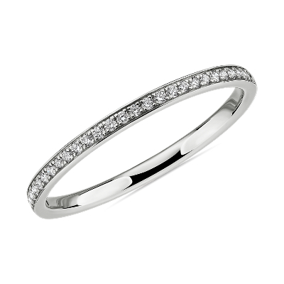 Modern Micropave Diamond Wedding Ring In 14k White Gold 1 10 Ct
