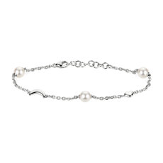 新款 925 纯银 Monica Rich Kosann 珍珠、月亮与心形吊饰手链