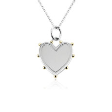 NEW 18&quot; Monica Rich Kosann Two-Tone Heart Charm Necklace in Sterling Silver and 18k Yellow Gold (1.4 mm)