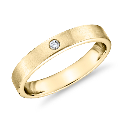 Monique Lhuillier Matte Single Diamond Wedding Band In 18k Yellow