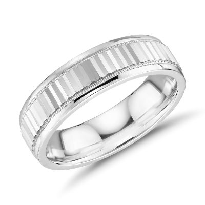 Monique Lhuillier Double Milgrain Textured Wedding Band In 18k