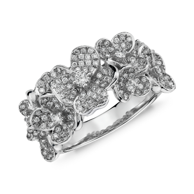 Monique Lhuillier Floral Diamond Ring In 18k White Gold Blue Nile