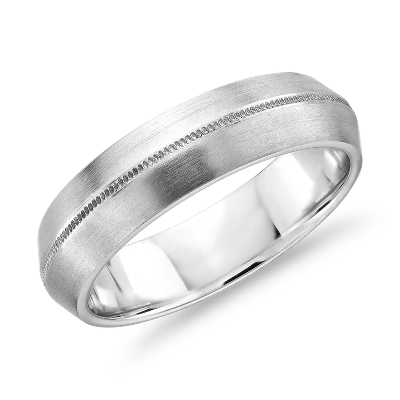 Monique Lhuillier Knife Edge Milgrain Wedding Ring in Platinum (6mm ...