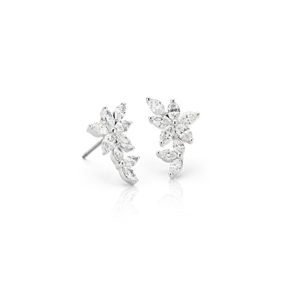 Monique Lhuillier Etoile Marquise Diamond Ear Climbers in 18k White ...