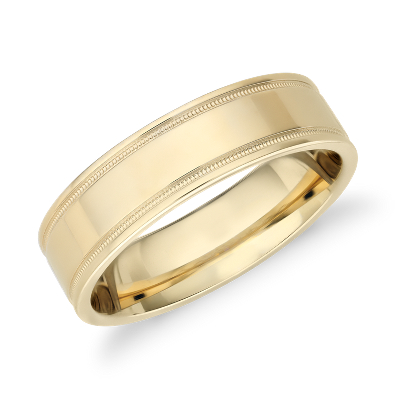 Monique Lhuillier Milgrain Inlay Polished Band in 18k Yellow Gold (6mm ...