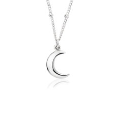 Moon Pendant with Saturn Chain in Sterling Silver