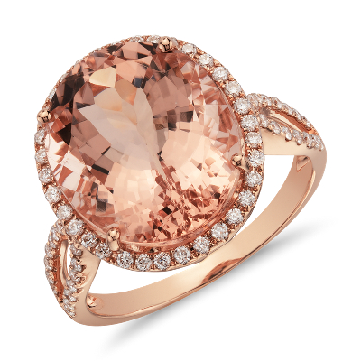 Morganite and Diamond Ring in 14k Rose Gold | Blue Nile