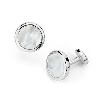 Mother of Pearl and Onyx Cufflinks in Stainless Steel | Blue Nile