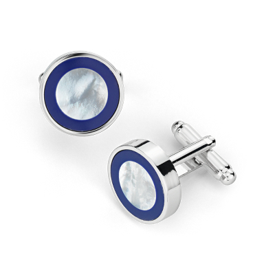 Mother of Pearl and Lapis Rim Cufflinks in Stainless Steel | Blue Nile
