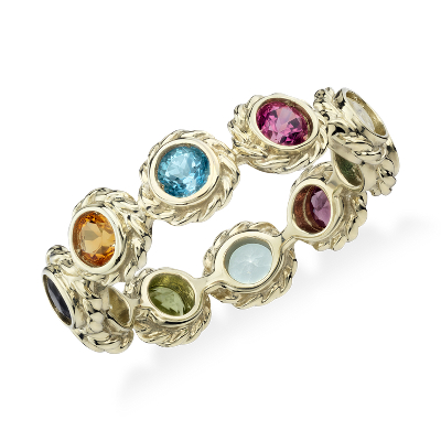 Multi Gemstone Eternity Confetti Ring In 14k Yellow Gold 3mm