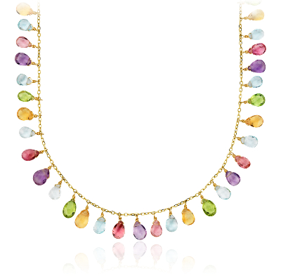 Multi-Gemstone Statement Necklace in 14k Yellow Gold (5x6mm) | Blue Nile
