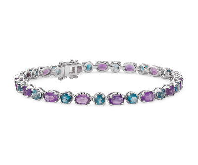 Amethyst and Blue Topaz Bracelet in Sterling Silver | Blue Nile