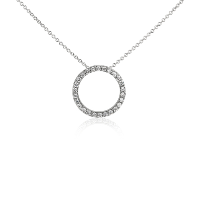 Open Circle Diamond Pendant In 14k White Gold 1 4 Ct Tw Blue Nile