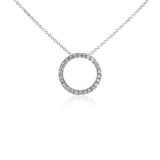 Open Circle Diamond Pendant in 14k White Gold