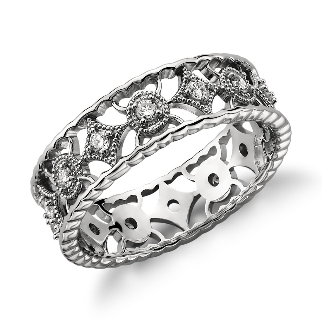 Open Filigree Diamond Eternity Ring in Platinum (1/3 ct