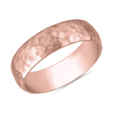 Organic Hammered Wedding Ring in 14k Rose Gold (6mm)