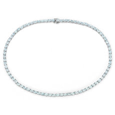 Oval Aquamarine Eternity Necklace in Sterling Silver (5x4mm) 