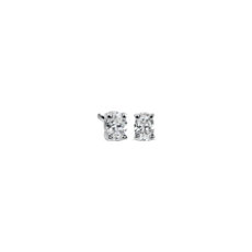 14k White Gold Four-Claw Oval Diamond Stud Earrings (0.46 ct. tw.)