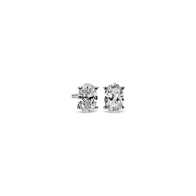 Oval Diamond Stud Earrings in 14k White Gold (3/4 ct. tw.) | Blue Nile