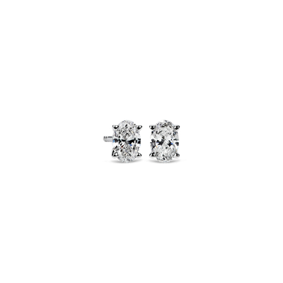 Oval Diamond Stud Earrings in 14k White Gold (3/4 ct. tw