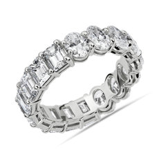 NEW Oval and Emerald Diamond Eternity Band in Platinum (5 ct. tw.)