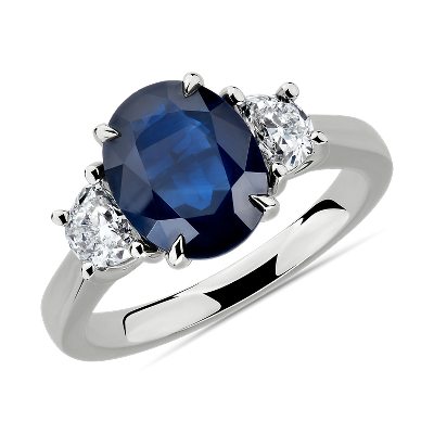 Oval Sapphire and Diamond Ring in Platinum (10x8mm) | Blue Nile