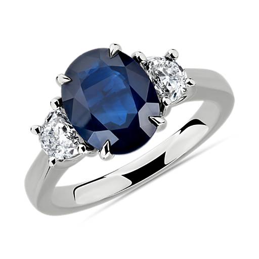Oval Sapphire and Diamond Ring in Platinum (10x8mm) | Blue Nile