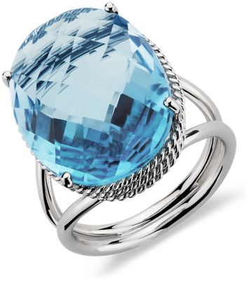 Oval Swiss Blue Topaz Ring in 14k White Gold | Blue Nile