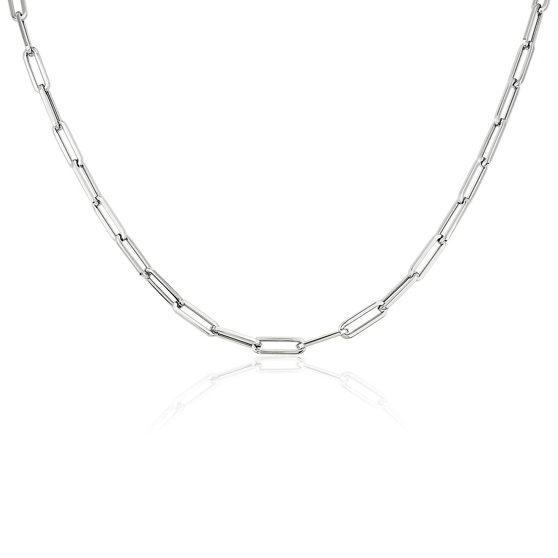 34" Paperclip Necklace in 14k Italian White Gold | Blue Nile