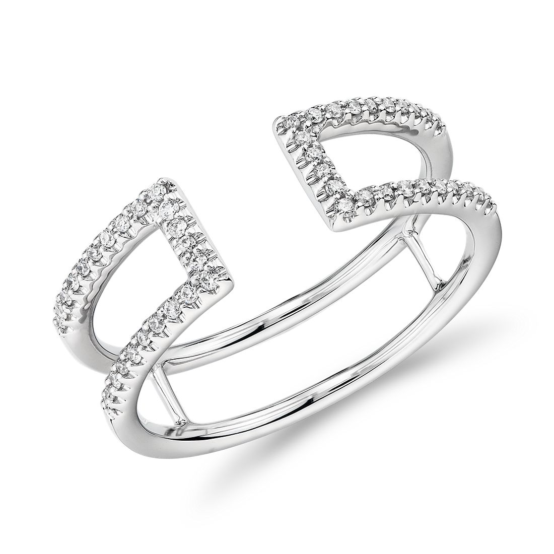 Pavé Open Bar Diamond Fashion Ring in 14k White Gold (1/6 ct. tw