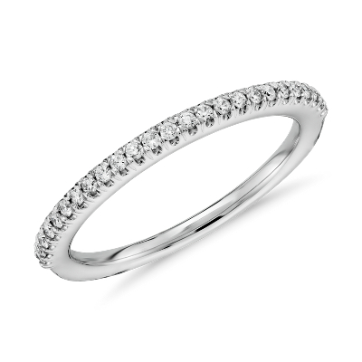 Pave Wedding Band In 14k White Gold 0 15 Ct Tw Blue Nile