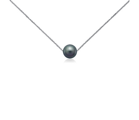 tahitian pearl necklace 18k cultured solitaire floating gold bluenile
