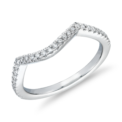 Petite Twist Curved Diamond Wedding Ring In 14k White Gold 1 6 Ct