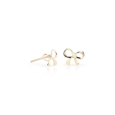gold bow earrings studs