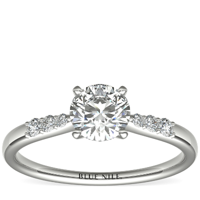 Bague De Fiancailles Diamant Petite Taille En Or Blanc 14 Carats