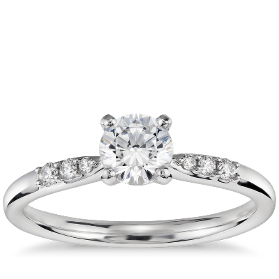 1 2 Carat Ready To Ship Petite Diamond Engagement Ring In 14k White