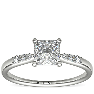 1 Carat Ready To Ship Princess Cut Petite Diamond Engagement Ring