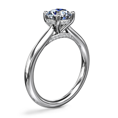 Petite Hidden Halo Solitaire Plus Diamond Engagement Ring