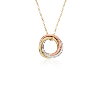 Petite Infinity Rings Pendant in 14k Tri-Color Gold | Blue Nile