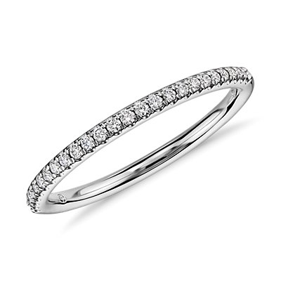Petite Micropavé Diamond Ring in 14k White Gold